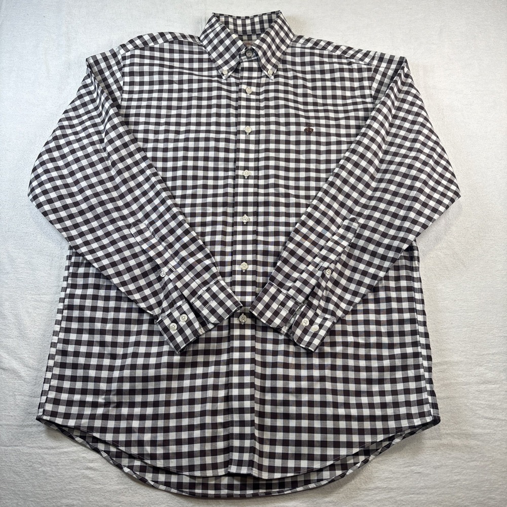 Brooks Brothers Men's Non-Iron Dress Shirt Brown Plaid Size M